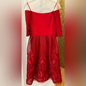 NWT Gianni Bini true red cocktail dress with lace skirt